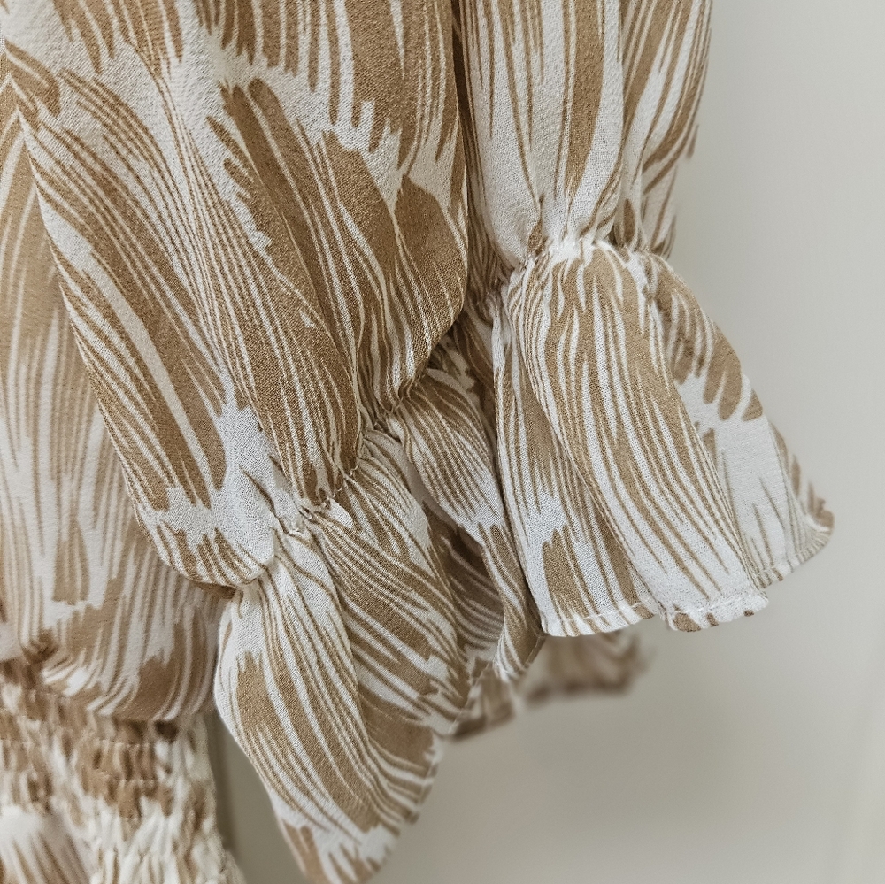 Chic Tan Ruffle Dress Small - Picture 3 of 4